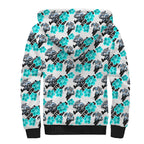 Cronulla-Sutherland Sharks Sherpa Hoodie Tropical Hibiscus Floral Seamless Rugby Mascot