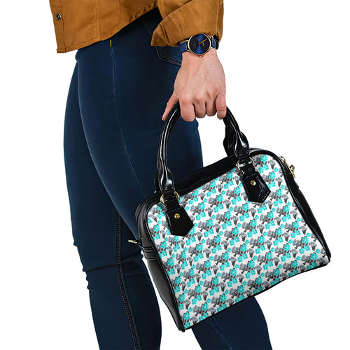 Cronulla-Sutherland Sharks Shoulder Handbag Tropical Hibiscus Floral Seamless Rugby Mascot