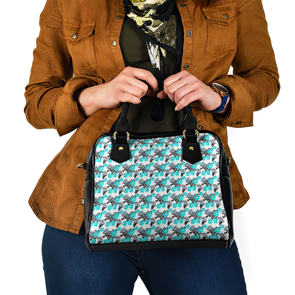 Cronulla-Sutherland Sharks Shoulder Handbag Tropical Hibiscus Floral Seamless Rugby Mascot