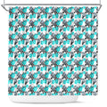 Cronulla-Sutherland Sharks Shower Curtain Tropical Hibiscus Floral Seamless Rugby Mascot