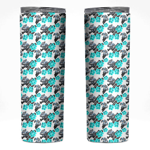 Cronulla-Sutherland Sharks Skinny Tumbler Tropical Hibiscus Floral Seamless Rugby Mascot