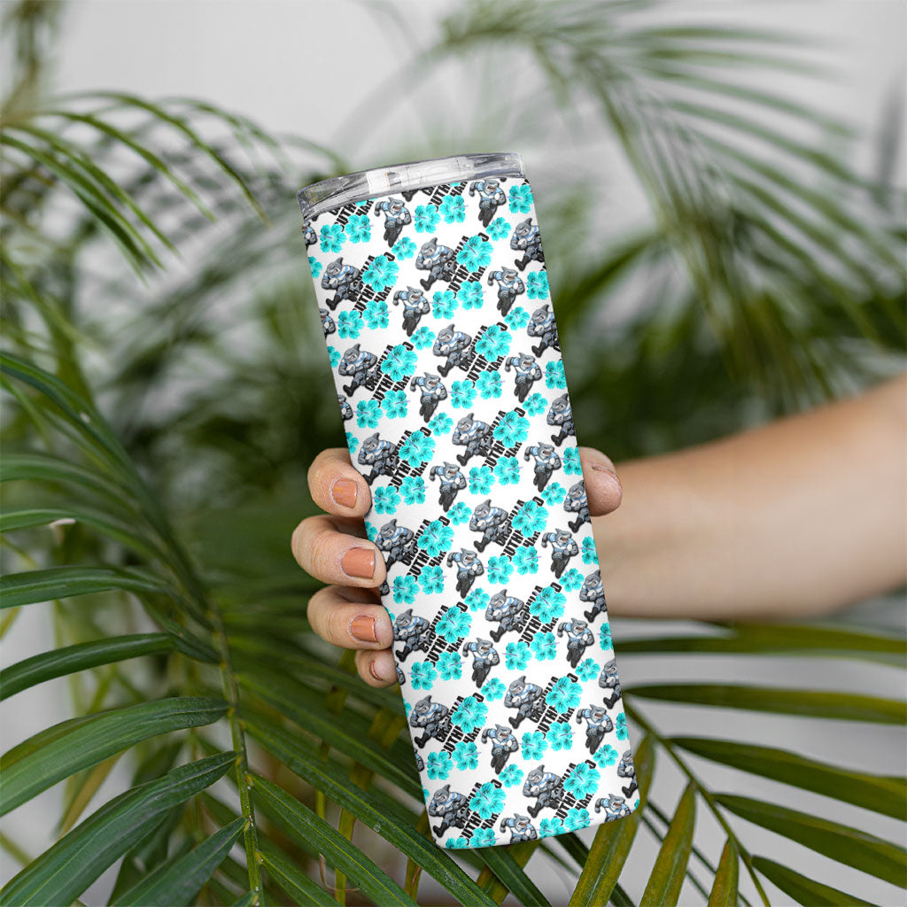Cronulla-Sutherland Sharks Skinny Tumbler Tropical Hibiscus Floral Seamless Rugby Mascot