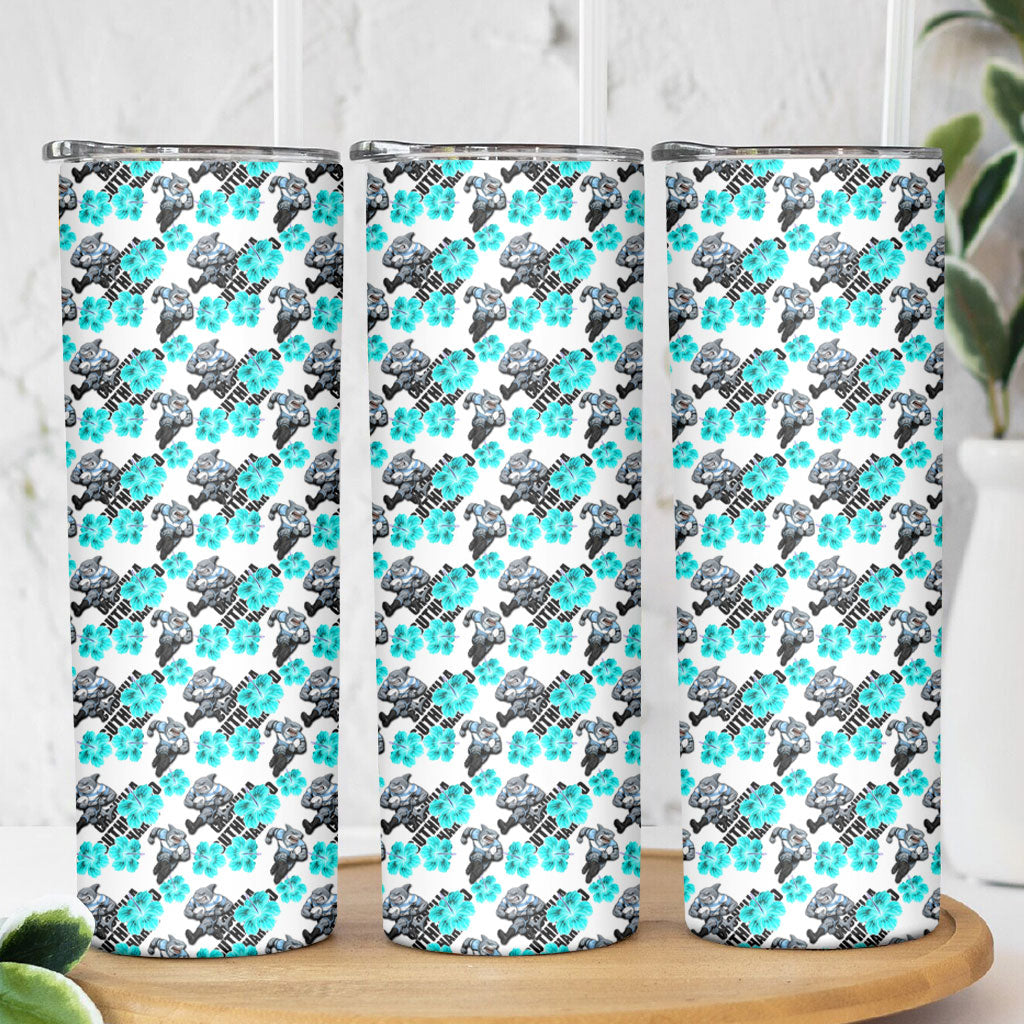 Cronulla-Sutherland Sharks Skinny Tumbler Tropical Hibiscus Floral Seamless Rugby Mascot