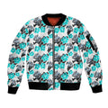 Cronulla-Sutherland Sharks Sleeve Zip Bomber Jacket Tropical Hibiscus Floral Seamless Rugby Mascot