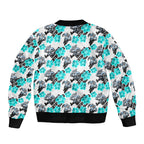 Cronulla-Sutherland Sharks Sleeve Zip Bomber Jacket Tropical Hibiscus Floral Seamless Rugby Mascot