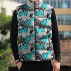 Cronulla-Sutherland Sharks Sleeveless Puffer Jacket Tropical Hibiscus Floral Seamless Rugby Mascot