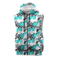 Cronulla-Sutherland Sharks Sleeveless Zip Hoodie Tropical Hibiscus Floral Seamless Rugby Mascot