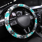 Cronulla-Sutherland Sharks Steering Wheel Cover Tropical Hibiscus Floral Seamless Rugby Mascot