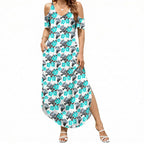 Cronulla-Sutherland Sharks Summer Maxi Dress Tropical Hibiscus Floral Seamless Rugby Mascot