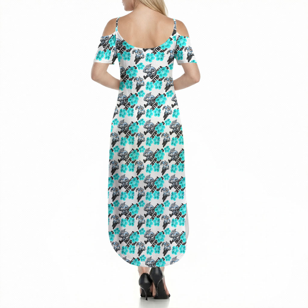 Cronulla-Sutherland Sharks Summer Maxi Dress Tropical Hibiscus Floral Seamless Rugby Mascot