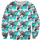 Cronulla-Sutherland Sharks Sweatshirt Tropical Hibiscus Floral Seamless Rugby Mascot