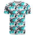 Cronulla-Sutherland Sharks T Shirt Tropical Hibiscus Floral Seamless Rugby Mascot