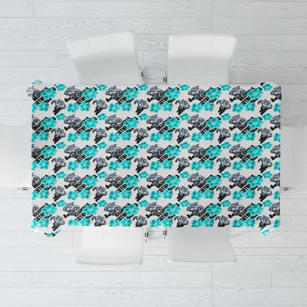 Cronulla-Sutherland Sharks Tablecloth Tropical Hibiscus Floral Seamless Rugby Mascot