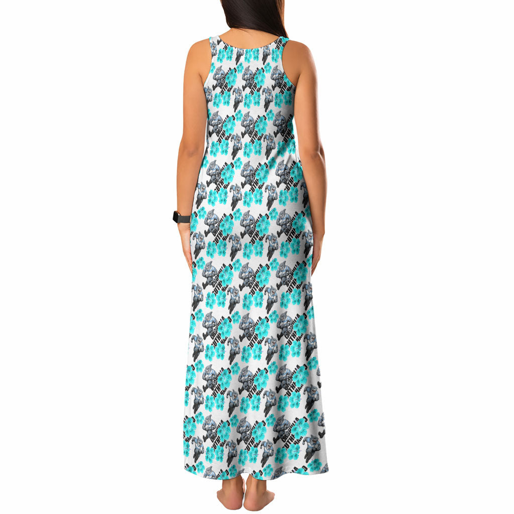 Cronulla-Sutherland Sharks Tank Maxi Dress Tropical Hibiscus Floral Seamless Rugby Mascot