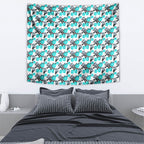 Cronulla-Sutherland Sharks Tapestry Tropical Hibiscus Floral Seamless Rugby Mascot