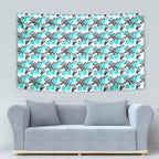 Cronulla-Sutherland Sharks Tapestry Tropical Hibiscus Floral Seamless Rugby Mascot