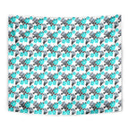 Cronulla-Sutherland Sharks Tapestry Tropical Hibiscus Floral Seamless Rugby Mascot