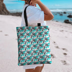 Cronulla-Sutherland Sharks Tote Bag Tropical Hibiscus Floral Seamless Rugby Mascot