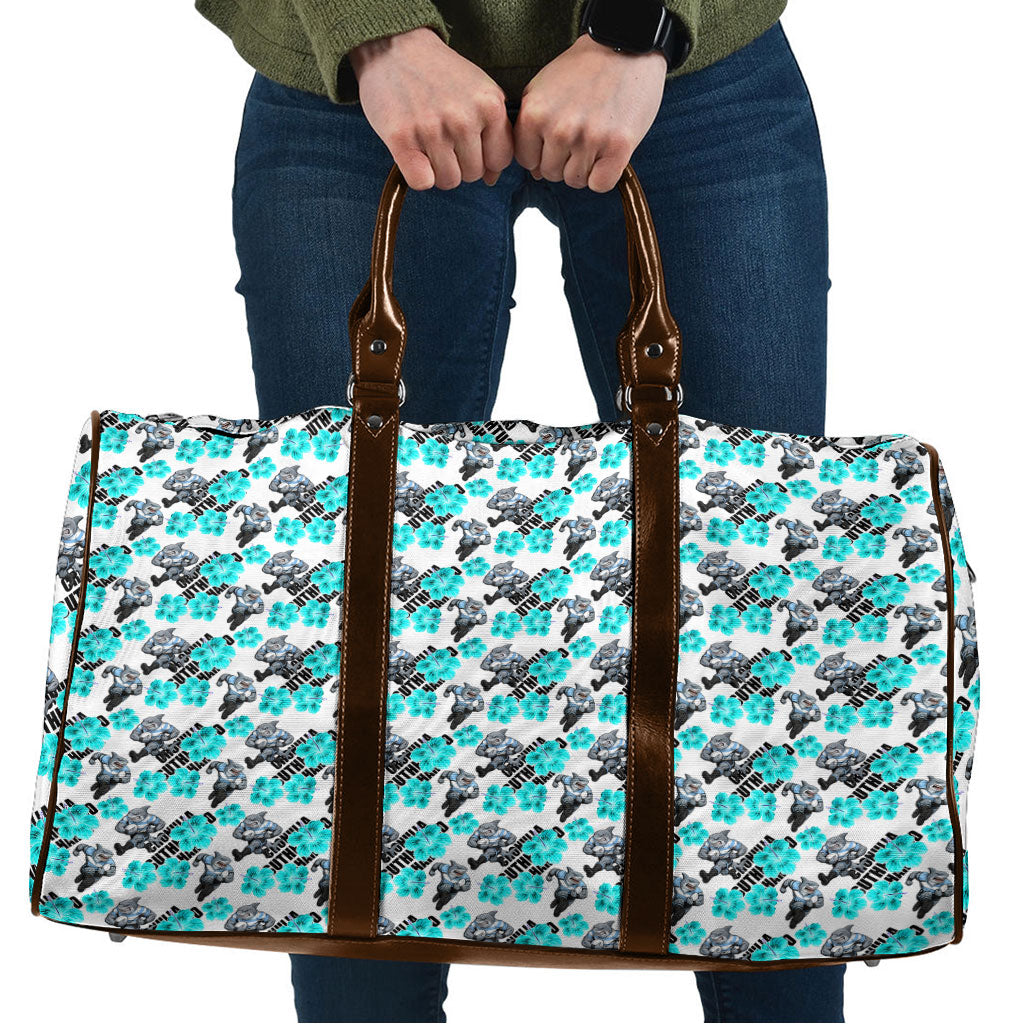 Cronulla-Sutherland Sharks Travel Bag Tropical Hibiscus Floral Seamless Rugby Mascot