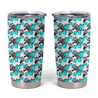 Cronulla-Sutherland Sharks Tumbler Cup Tropical Hibiscus Floral Seamless Rugby Mascot