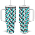 Cronulla-Sutherland Sharks Tumbler With Handle Tropical Hibiscus Floral Seamless Rugby Mascot