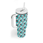 Cronulla-Sutherland Sharks Tumbler With Handle Tropical Hibiscus Floral Seamless Rugby Mascot
