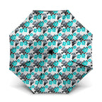 Cronulla-Sutherland Sharks Umbrella Tropical Hibiscus Floral Seamless Rugby Mascot