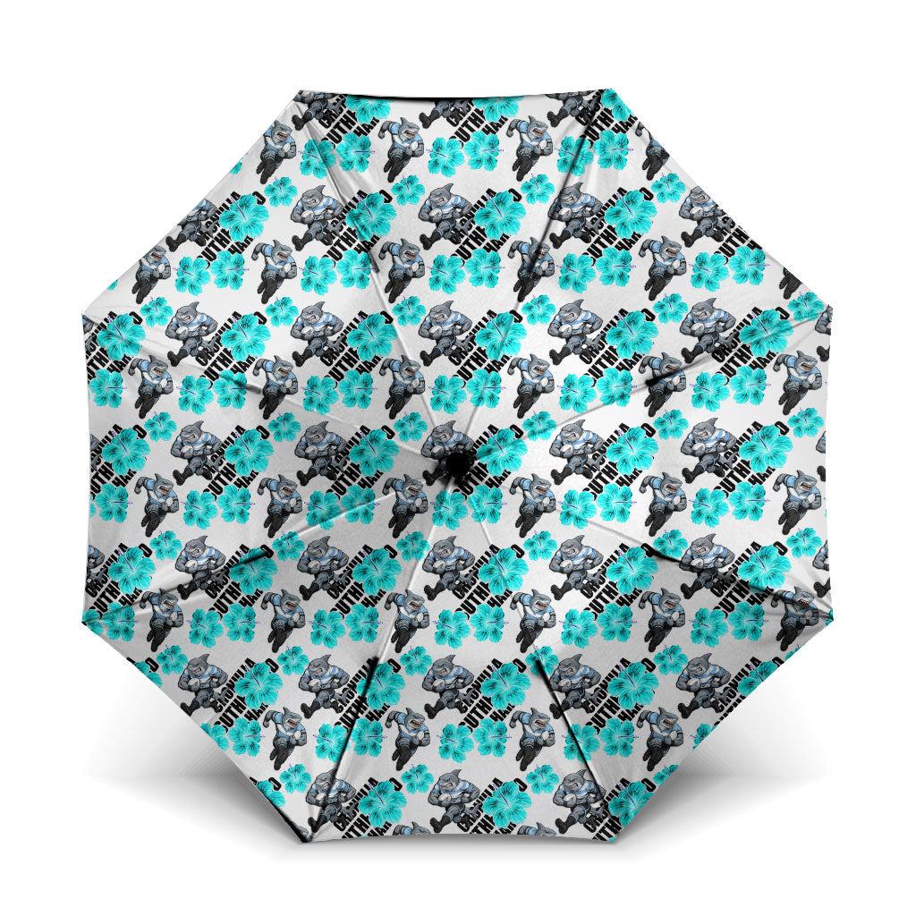 Cronulla-Sutherland Sharks Umbrella Tropical Hibiscus Floral Seamless Rugby Mascot