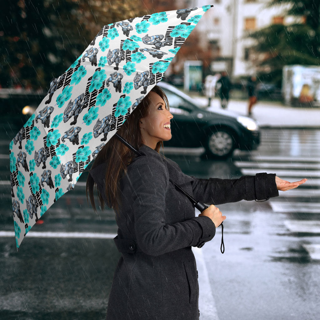 Cronulla-Sutherland Sharks Umbrella Tropical Hibiscus Floral Seamless Rugby Mascot