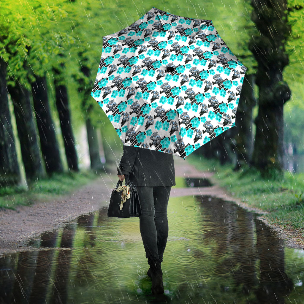 Cronulla-Sutherland Sharks Umbrella Tropical Hibiscus Floral Seamless Rugby Mascot