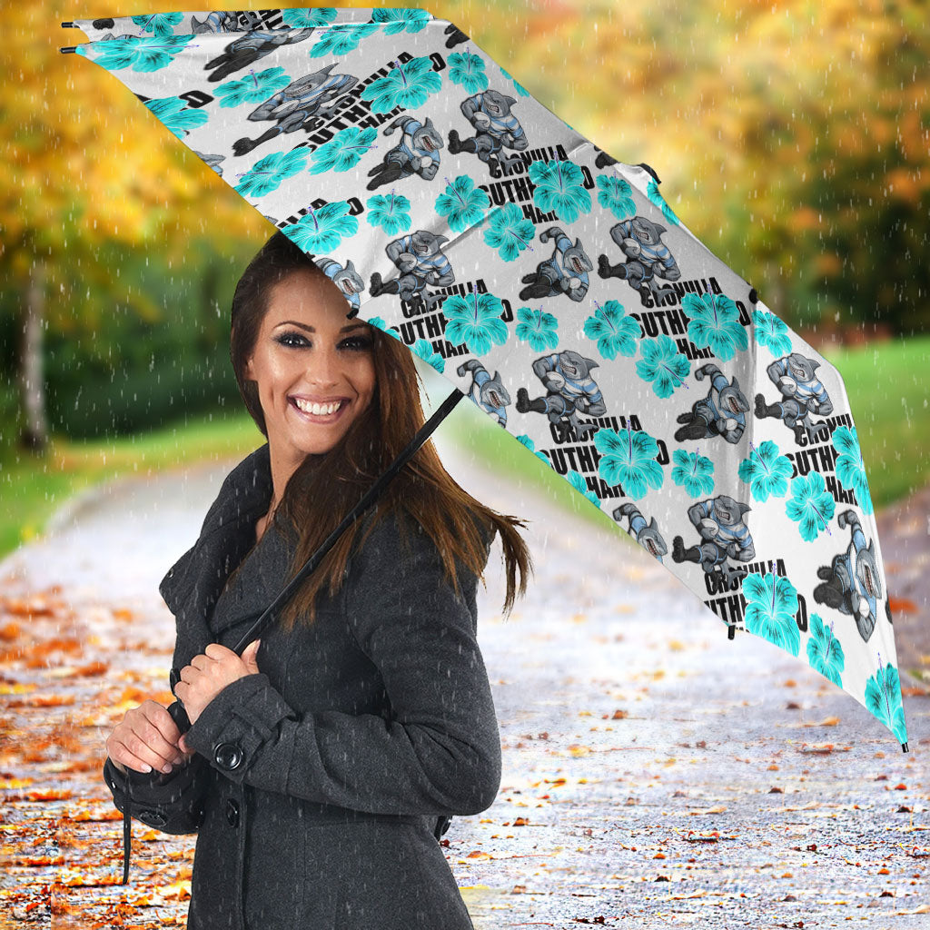 Cronulla-Sutherland Sharks Umbrella Tropical Hibiscus Floral Seamless Rugby Mascot
