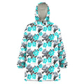 Cronulla-Sutherland Sharks Wearable Blanket Hoodie Tropical Hibiscus Floral Seamless Rugby Mascot