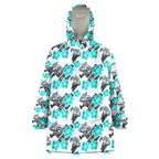 Cronulla-Sutherland Sharks Wearable Blanket Hoodie Tropical Hibiscus Floral Seamless Rugby Mascot