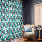 Cronulla-Sutherland Sharks Window Curtain Tropical Hibiscus Floral Seamless Rugby Mascot