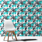 Cronulla-Sutherland Sharks Window Curtain Tropical Hibiscus Floral Seamless Rugby Mascot