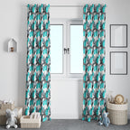 Cronulla-Sutherland Sharks Window Curtain Tropical Hibiscus Floral Seamless Rugby Mascot