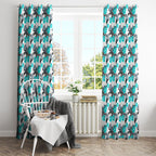Cronulla-Sutherland Sharks Window Curtain Tropical Hibiscus Floral Seamless Rugby Mascot