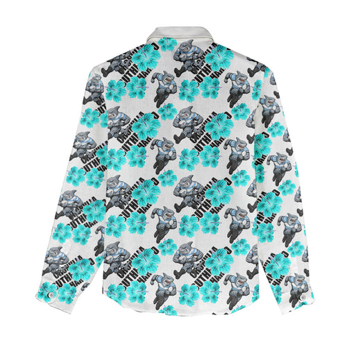 Cronulla-Sutherland Sharks Women Casual Shirt Tropical Hibiscus Floral Seamless Rugby Mascot