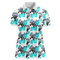 Cronulla-Sutherland Sharks Women Polo Shirt Tropical Hibiscus Floral Seamless Rugby Mascot