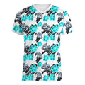 Cronulla-Sutherland Sharks Women V-Neck T-Shirt Tropical Hibiscus Floral Seamless Rugby Mascot
