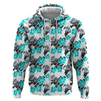Cronulla-Sutherland Sharks Zip Hoodie Tropical Hibiscus Floral Seamless Rugby Mascot
