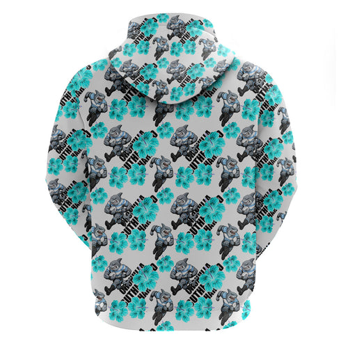 Cronulla-Sutherland Sharks Zip Hoodie Tropical Hibiscus Floral Seamless Rugby Mascot