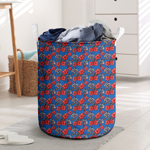 Newcastle Knights Laundry Basket Tropical Hibiscus Floral Seamless Rugby Mascot