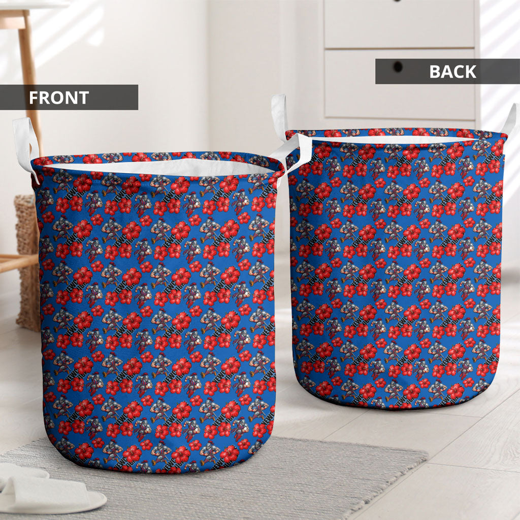 Newcastle Knights Laundry Basket Tropical Hibiscus Floral Seamless Rugby Mascot