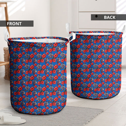 Newcastle Knights Laundry Basket Tropical Hibiscus Floral Seamless Rugby Mascot