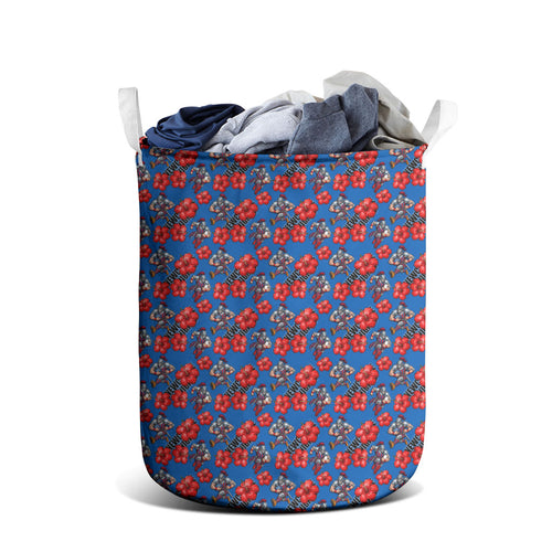 Newcastle Knights Laundry Basket Tropical Hibiscus Floral Seamless Rugby Mascot