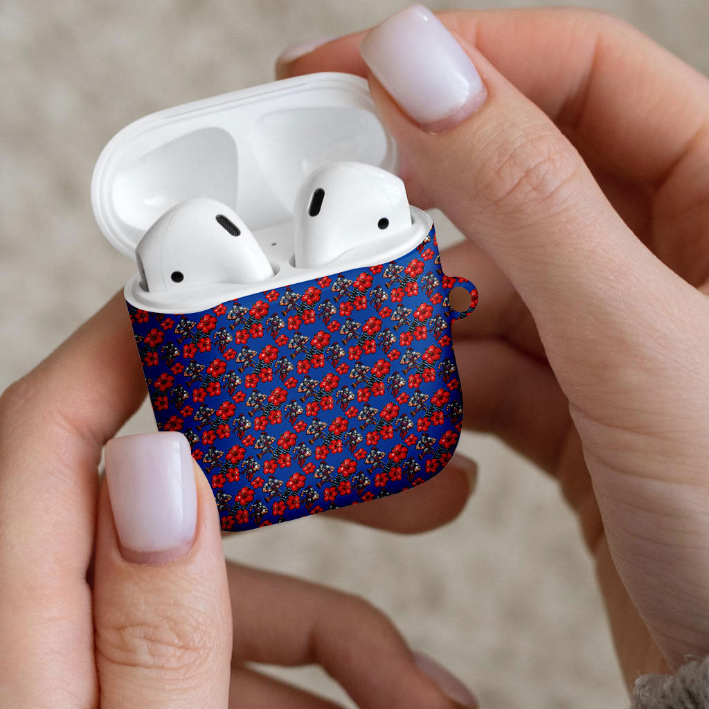 Newcastle Knights AirPods Case Tropical Hibiscus Floral Seamless Rugby Mascot