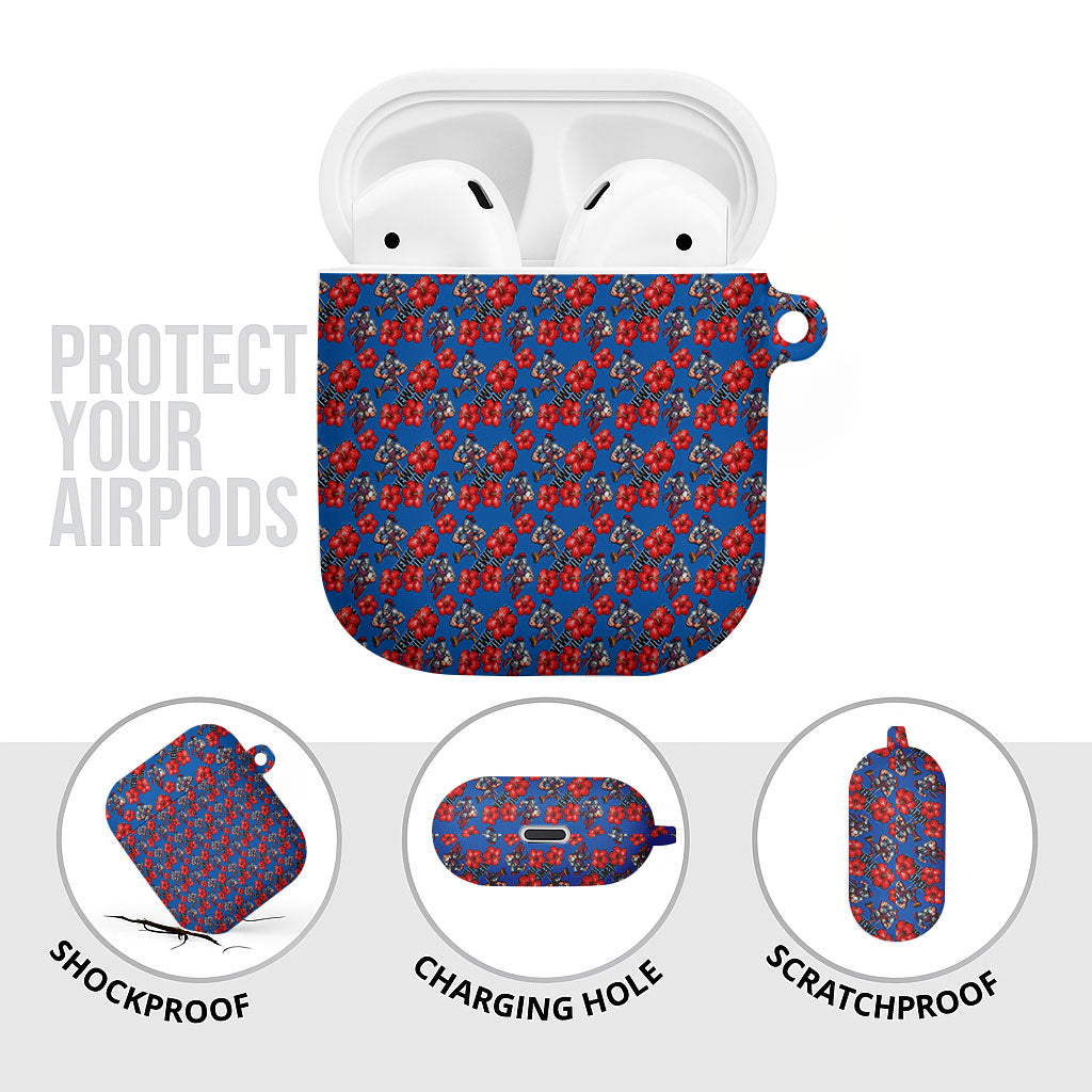 Newcastle Knights AirPods Case Tropical Hibiscus Floral Seamless Rugby Mascot
