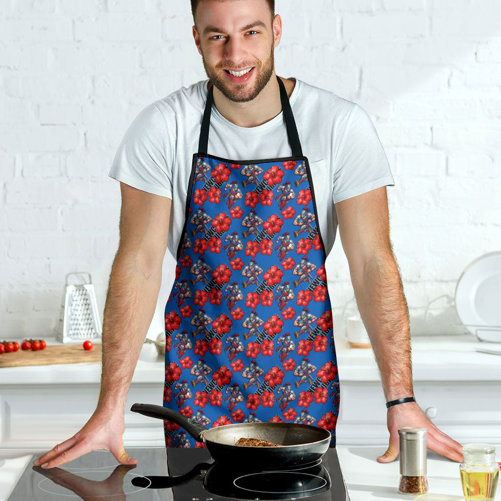 Newcastle Knights Apron Tropical Hibiscus Floral Seamless Rugby Mascot