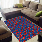 Newcastle Knights Area Rug Tropical Hibiscus Floral Seamless Rugby Mascot